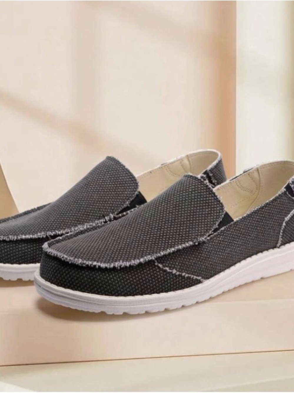 New Men's Casual Slip-On Canvas Loafers in Dark Gray